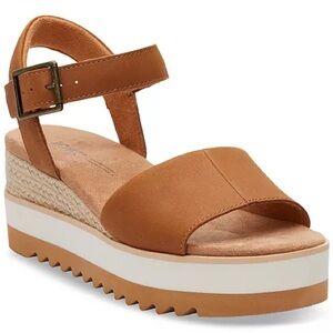 Tom’s Diana Brown Leather Flatform Wedge Sandals! Never worn!